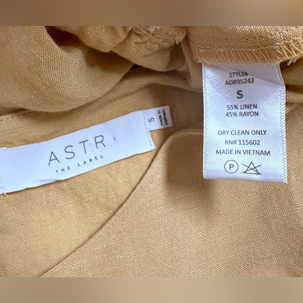 ASTR the label|Mini Ruffle Wrap Dress|Linen Blend|Mustard Yellow|SZ S - Picture 7 of 7